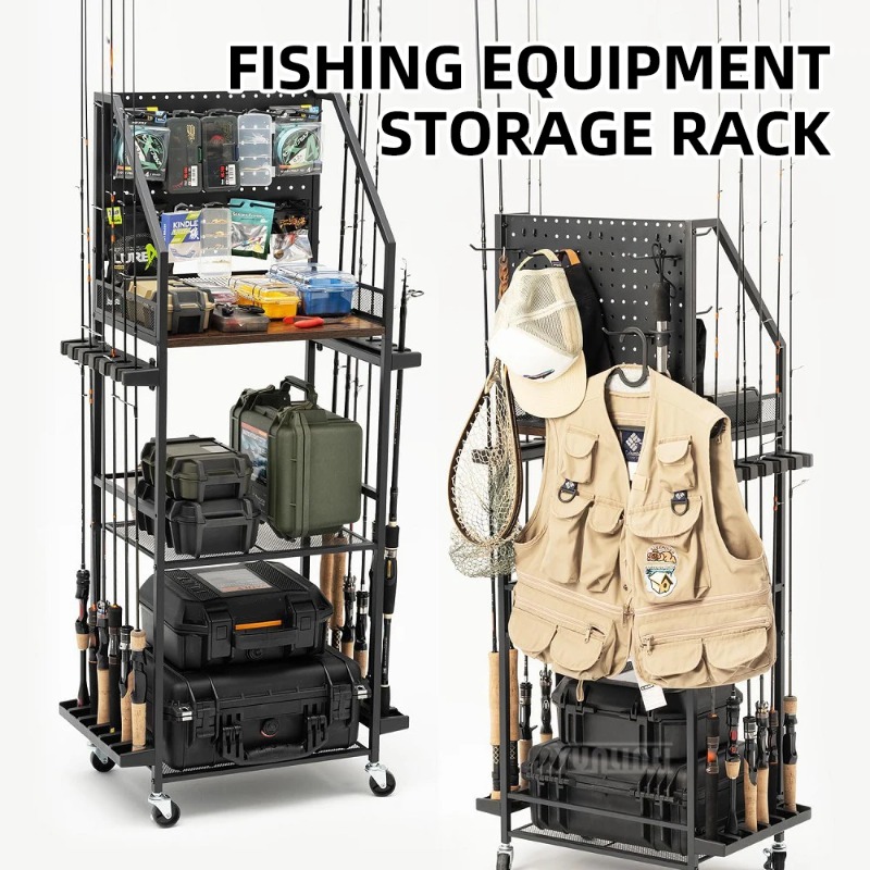 Fishing Rod Combo - ชั้นวางของแท้สำหรับตกปลา, ที่วางคันเบ็ดและรอก/ที่วางปืน, กล่องเก็บอุปกรณ์ตกปลาสำหรับรถยนต์และบ้าน