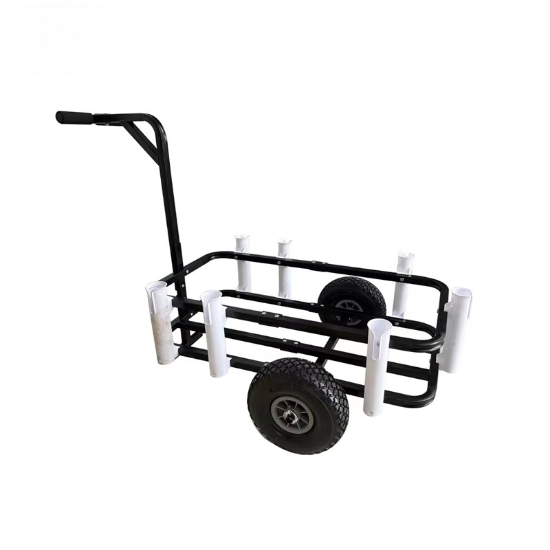 Fishing Rod Holder - รถเข็นพับได้สำหรับชายหาด รถเข็นตกปลาพร้อมที่วางคันเบ็ด รุ่น U-boat สีขาวและดำ รับน้ำหนักได้
