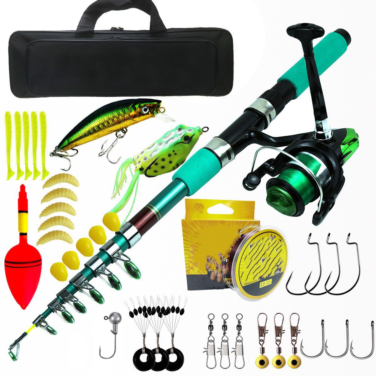 ชุดคันเบ็ดตกปลาแบบพกพา น้ำหนัก - Fishing Rod Telescopic บทวิจารณ์และราคา
